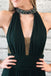 Elegant Dark Green Chiffon Split Long Prom Dress With Beads INK90