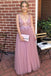 Elegant V Neck Flower Appliques Long Prom Evening Dress INK83