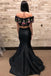 Mermaid Two Piece Embroidery Black Long Prom Dress INL6