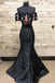 Mermaid Two Piece Embroidery Black Long Prom Dress INL6