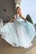 Spaghetti Straps Floral Appliques Long Prom Dress With Beading INK77