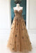 Elegant A-Line Sweetheart Appliqued Brown Prom Dress INL96