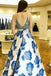Classy Spaghetti Straps Beading Floral Print Prom Dress INL97