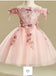 Pink Embroidery Flower Girl Dresses,Tulle Short Girl Dresses INJ25