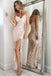 Mermaid Spaghetti Straps Pearl Pink Sequined Split Sexy Prom Dress INE86