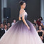 Off-the-shoulder Ombre Ball Gown Prom Dresses Cheap Long Evening Dresses INJ56
