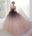 Off-the-shoulder Ombre Ball Gown Prom Dresses Cheap Long Evening Dresses INJ56
