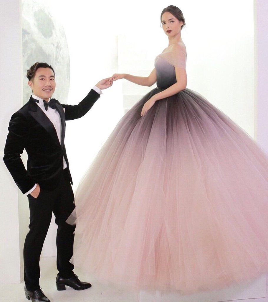 Off-the-shoulder Ombre Ball Gown Prom Dresses Cheap Long Evening Dresses INJ56