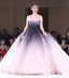 Off-the-shoulder Ombre Ball Gown Prom Dresses Cheap Long Evening Dresses INJ56