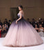 Off-the-shoulder Ombre Ball Gown Prom Dresses Cheap Long Evening Dresses INJ56