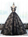 Ball Gown Black Lace Long Prom Dresses With Applique IN897