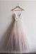 Charming Ombre A-line Spaghetti Straps Tulle Blush Long Prom Dresses IND71