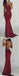 Sexy Burgundy Mermaid Long Spaghetti Straps Prom Dresses IND81