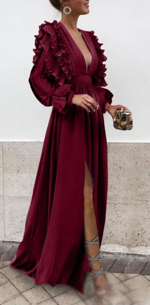 Boho Colorful V Neck A Line Cheap Bridesmaid Dress, Long Modest Dresses INH12