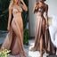 A Line Spaghetti Straps Sexy Slit Prom Dresses. Cheap Long Evening Dress INJ26