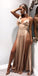 A Line Spaghetti Straps Sexy Slit Prom Dresses. Cheap Long Evening Dress INJ26