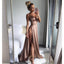 A Line Spaghetti Straps Sexy Slit Prom Dresses. Cheap Long Evening Dress INJ26
