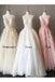 A Line Long Lace Applique Prom Dresses Cheap Tulle Evening Dresses INH43