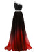 Cheap One Shoulder Ombre Beaded Long Evening Prom Dresses INK38