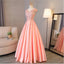 Blush Pink A Line Cap Sleeves Appliques Beaded Long Prom Dresses INJ85
