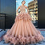Ball Gown Scoop Ruffles Tulle Long Beautiful Beading Prom Dress,Quinceanera Dresses ING26