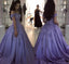 Lavender Ball Gown Off the Shoulder Lace Appliques Prom Dresses INJ66