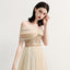 Charming Off the Shoulder A Line Tulle Long Prom Dresses With Beading ING70