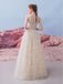 Cheap A Line Tulle Long Appliques Prom Dresses, Evening Party Dress ING71