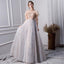 Gray A Line High Neck Short Sleeves Prom Dresses With Beads INL26
