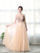 A Line Bateau Tulle Long Prom Dresses With Beads INL27