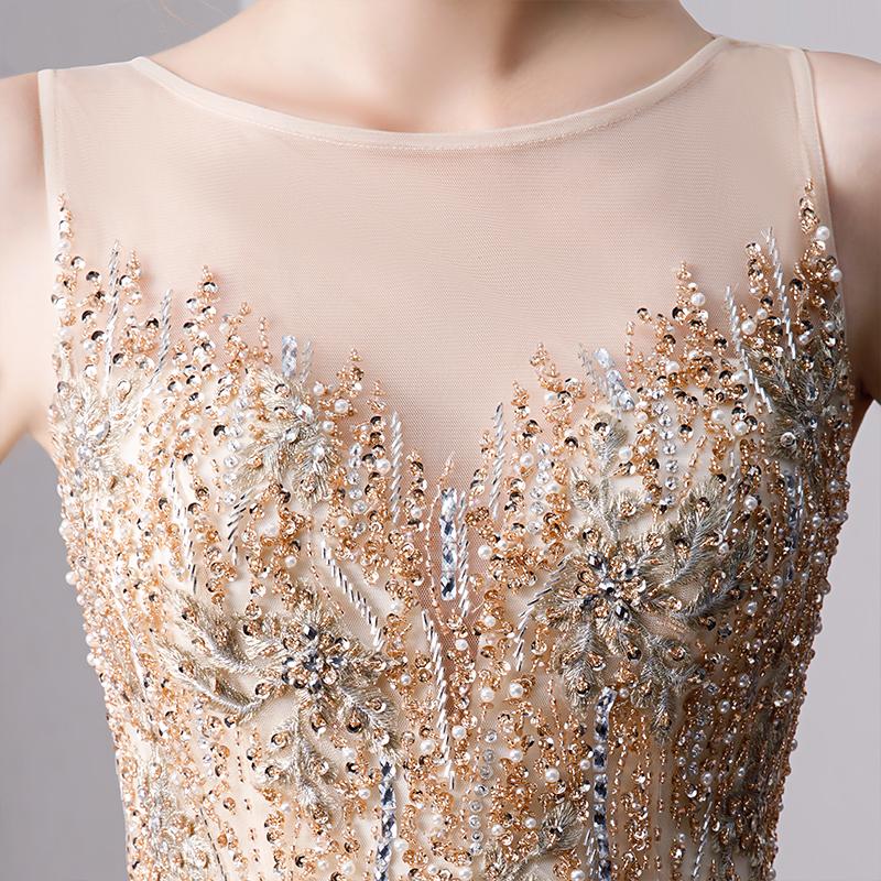 A Line Long Prom Dresses With Beading Formal Evening Gown INL30