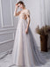Gray A Line High Neck Short Sleeves Prom Dresses With Beads INL26