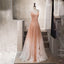 Ombre A Line Long Tulle Spaghetti Straps Prom Dresses With Beads INK60
