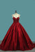 Burgundy Spaghetti Straps Beading Prom Dresses, Princess Ball Gown INJ7