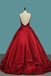 Burgundy Spaghetti Straps Beading Prom Dresses, Princess Ball Gown INJ7