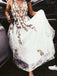 Charming Long Floral Lace Prom Dress A Line V Neck Cheap Wedding Dress INH88