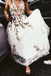 Charming Long Floral Lace Prom Dress A Line V Neck Cheap Wedding Dress INH88