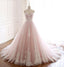 Pink Tulle Prom Dress with Lace Appliques, A Line Formal Evening Party Dresses INJ50