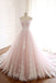 Pink Tulle Prom Dress with Lace Appliques, A Line Formal Evening Party Dresses INJ50