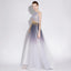 A Line Halter Tulle Long Prom Dresses With Appliques INL28