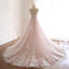 Pink Tulle Prom Dress with Lace Appliques, A Line Formal Evening Party Dresses INJ50