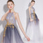 A Line Halter Tulle Long Prom Dresses With Appliques INL28