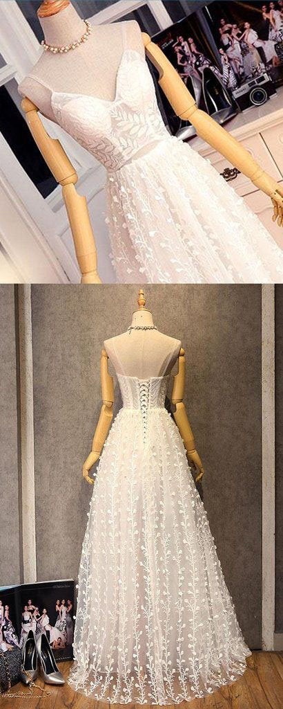 Unique Spaghetti Straps V-Neck Lace Up A-Line Long Prom Dress INF25