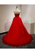 Chic Sweetheart A Line Zipper Back Red Ruffles Cheap Long Prom Dress ING22