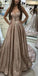 Sparkly Sequin V Neck Long Junior Prom Dresses with Straps INI27