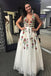 Charming V Neck Floral Embroidery Long Lace Prom Dress with Pocket INJ1