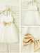 Cute A-line Spaghetti Straps Sleeveless Bowknot Floor-Length Tulle Flower Girl Dresses IN719