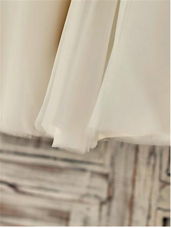 A-line Scoop Sleeveless Bowknot Floor-Length Tulle Flower Girl Dresses With Lace IN712