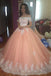 Off the Shoulder Lace Appliques Ball Gown Cheap Prom Dresses,Quinceanera Dresses INH96
