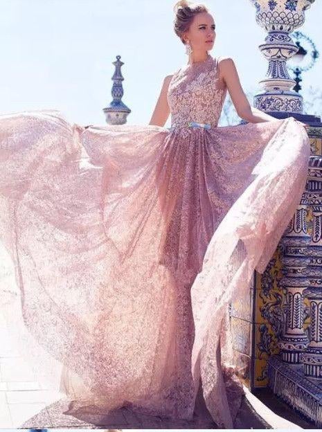 Mermaid Lace Long Prom Dresses, Elegant Bateau Evening Dress ING23